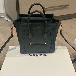 Celine Nano Luggage black smooth leather